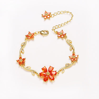 Floral Gold Plated Chain Bracelet