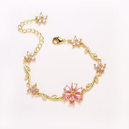 Floral Gold Plated Chain Bracelet