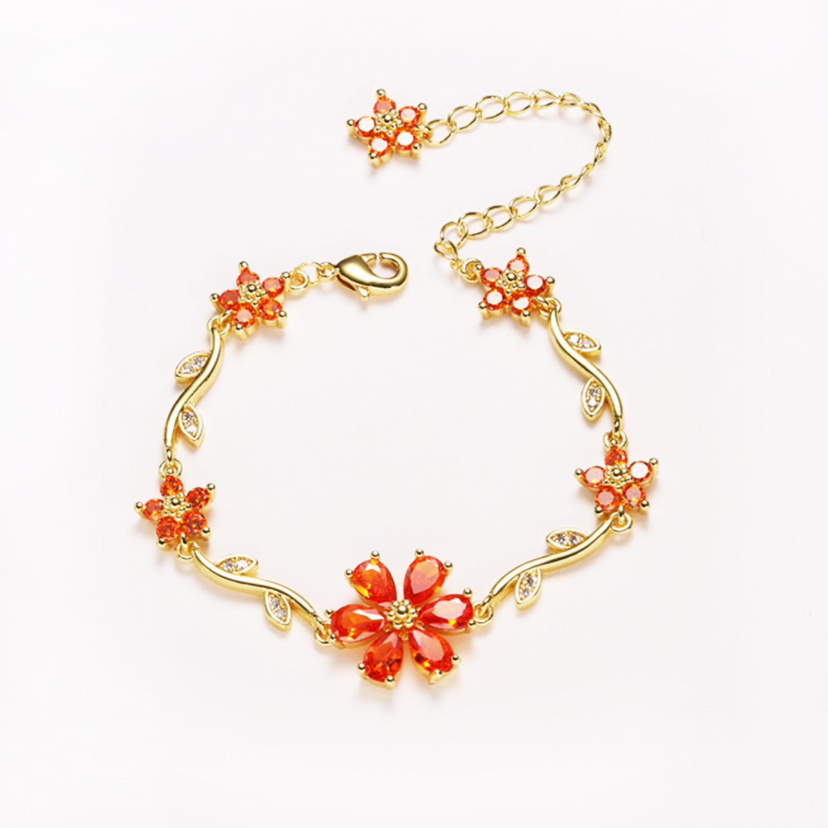 Floral Gold Plated Chain Bracelet