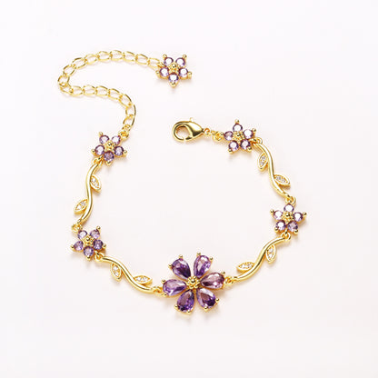 Floral Gold Plated Chain Bracelet