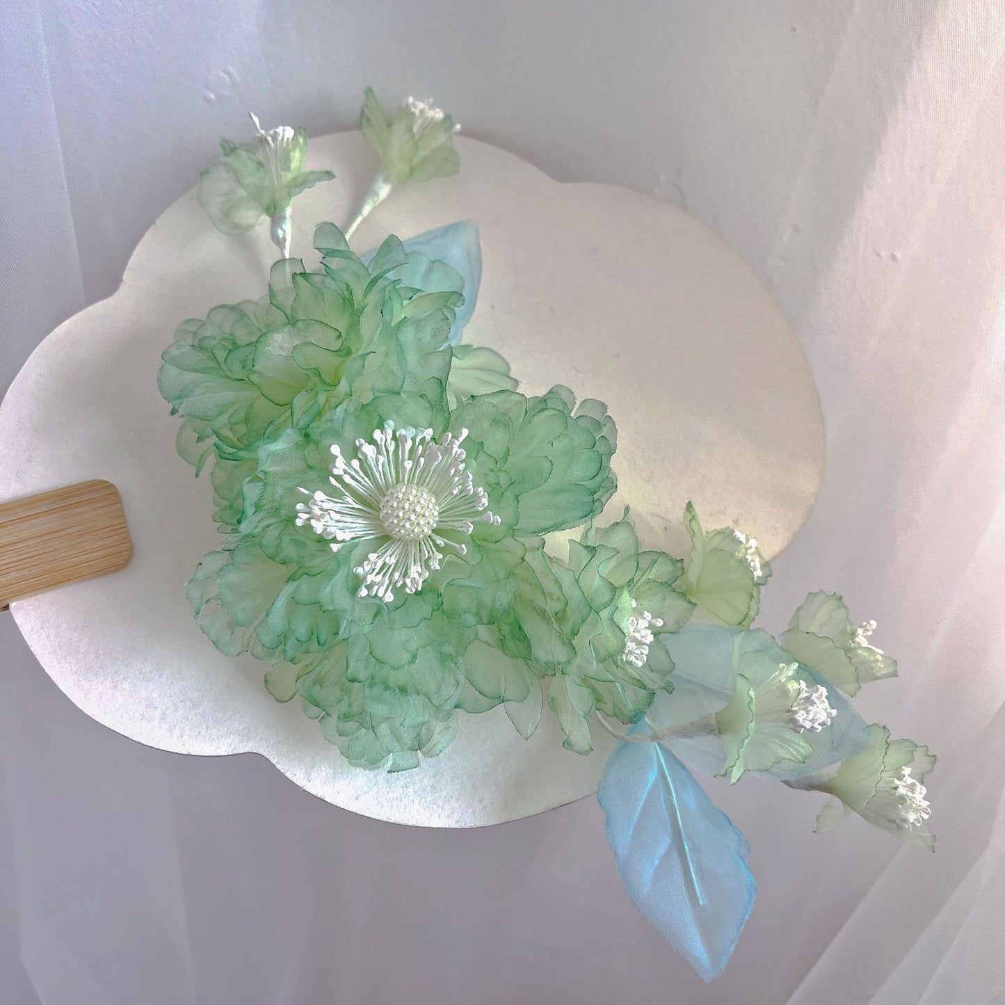 Floral Green Hair Clip Antique Hanfu Headwear