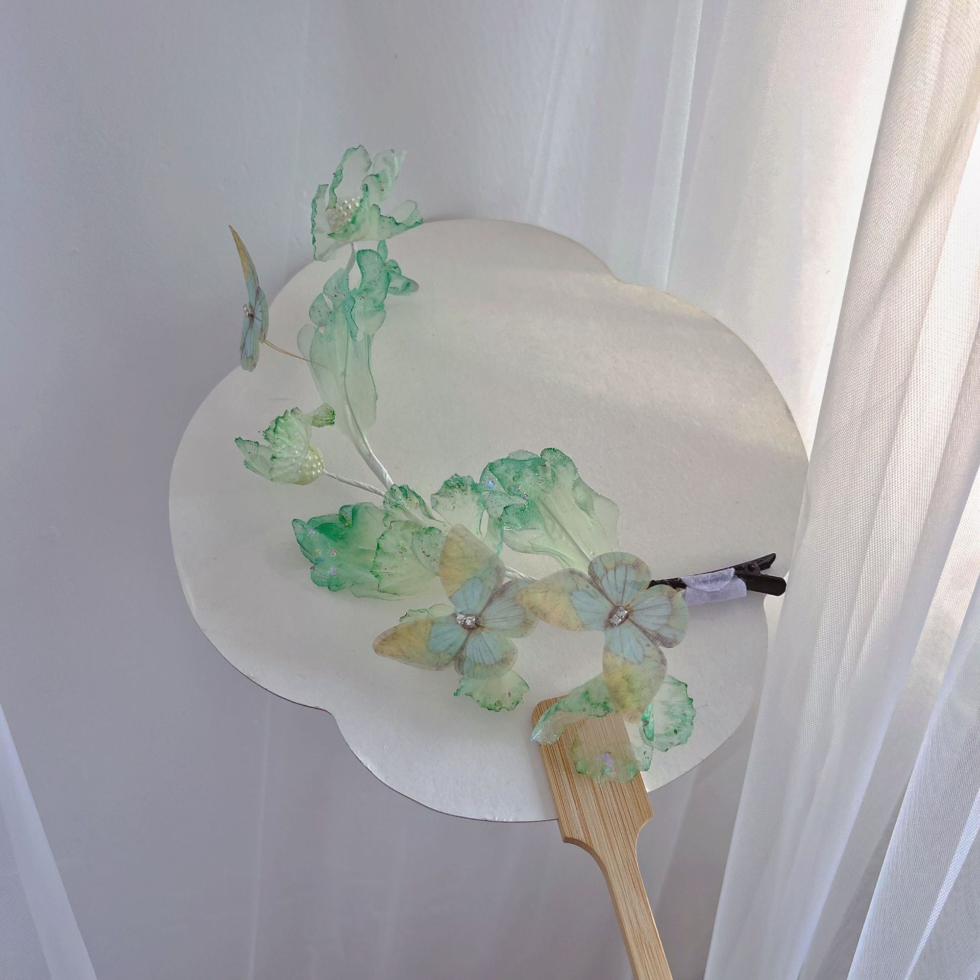 Floral Green Hair Clip Antique Hanfu Headwear