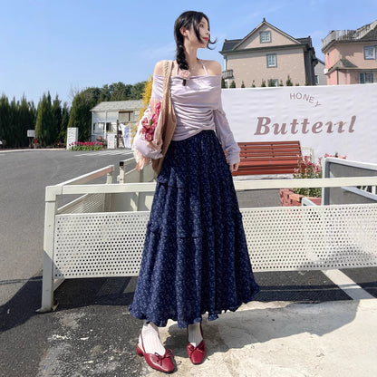 Floral half-length skirt