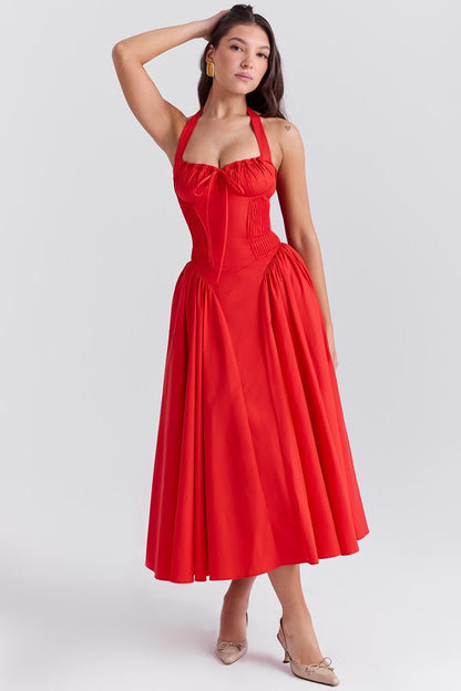 Floral Halter Neck Midi Dress