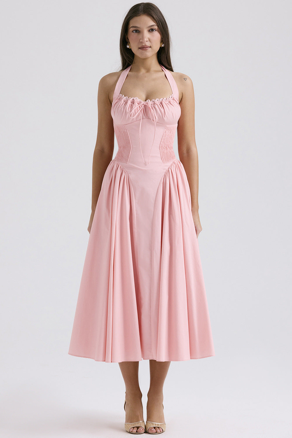 Floral Halter Neck Midi Dress