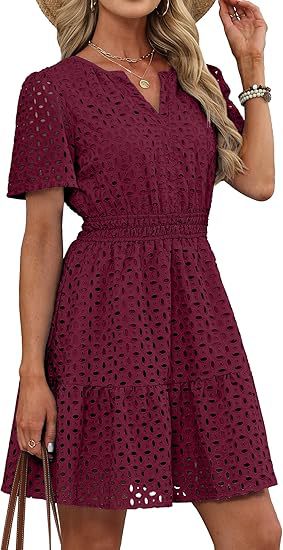 Floral Hem V-Neck Cotton Dress