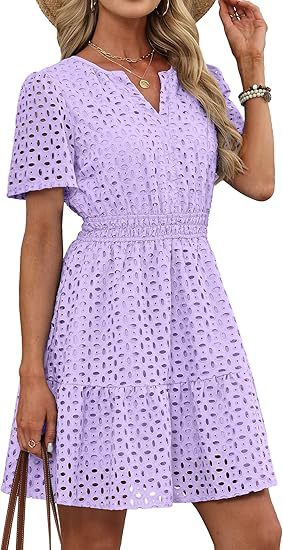 Floral Hem V-Neck Cotton Dress