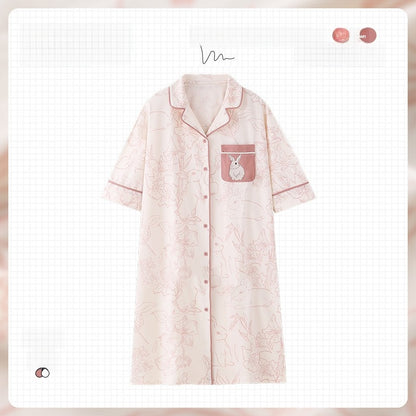 Floral Ice Silk Women's Nightgown