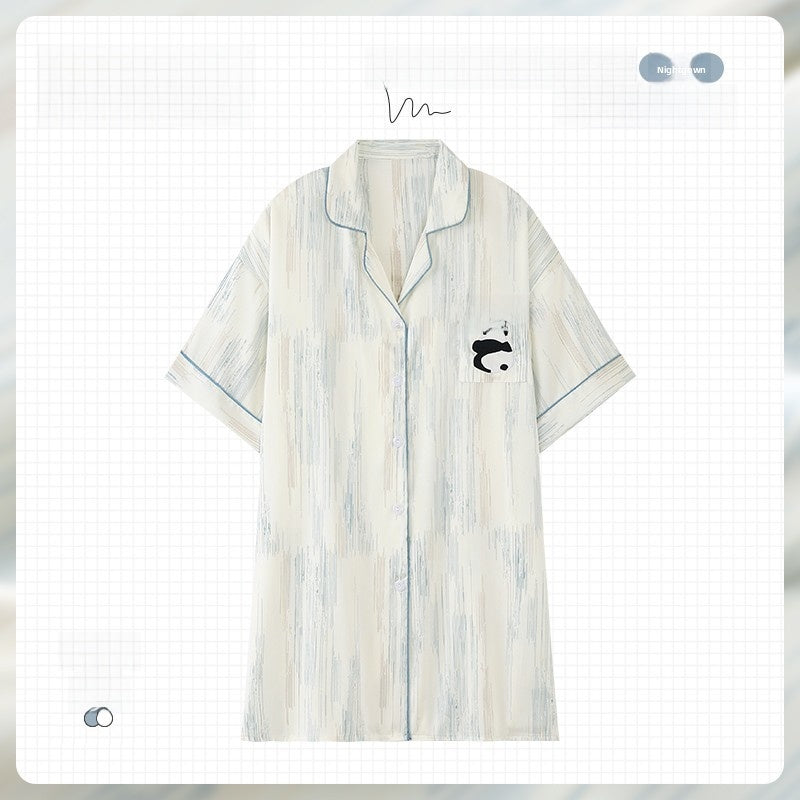 Floral Ice Silk Women's Nightgown