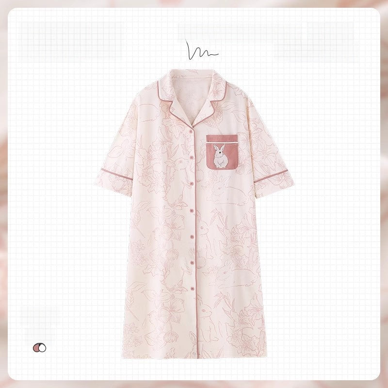 Floral Ice Silk Women's Nightgown