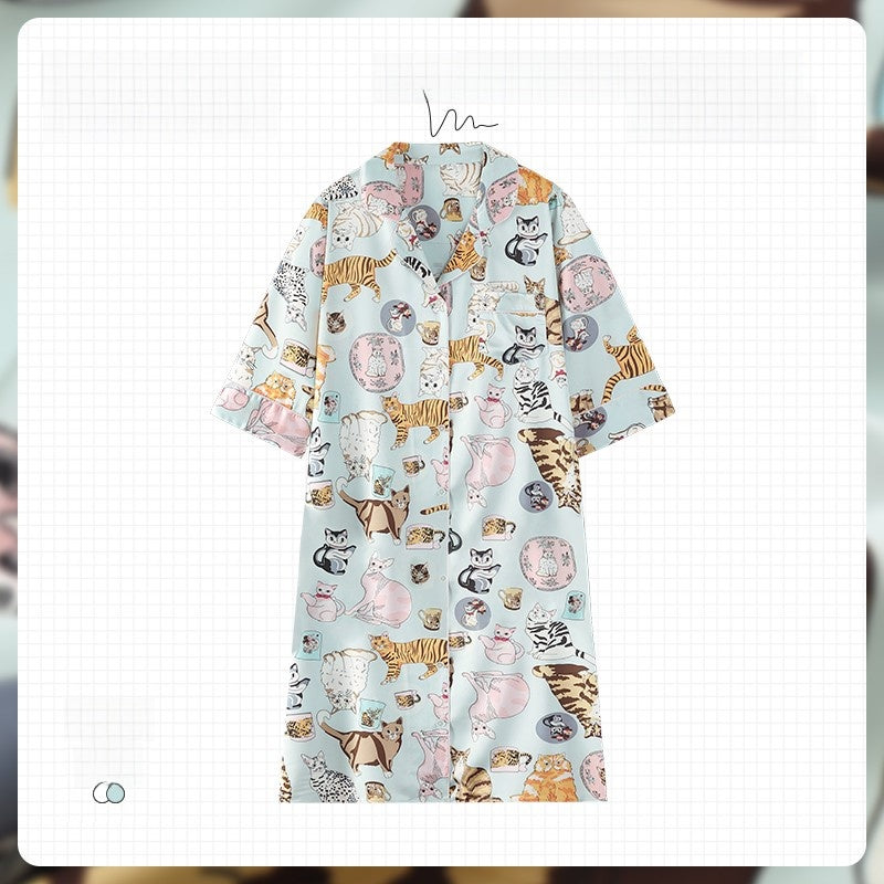 Floral Ice Silk Women's Nightgown
