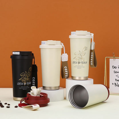 Floral Insulated Tumbler with Straw