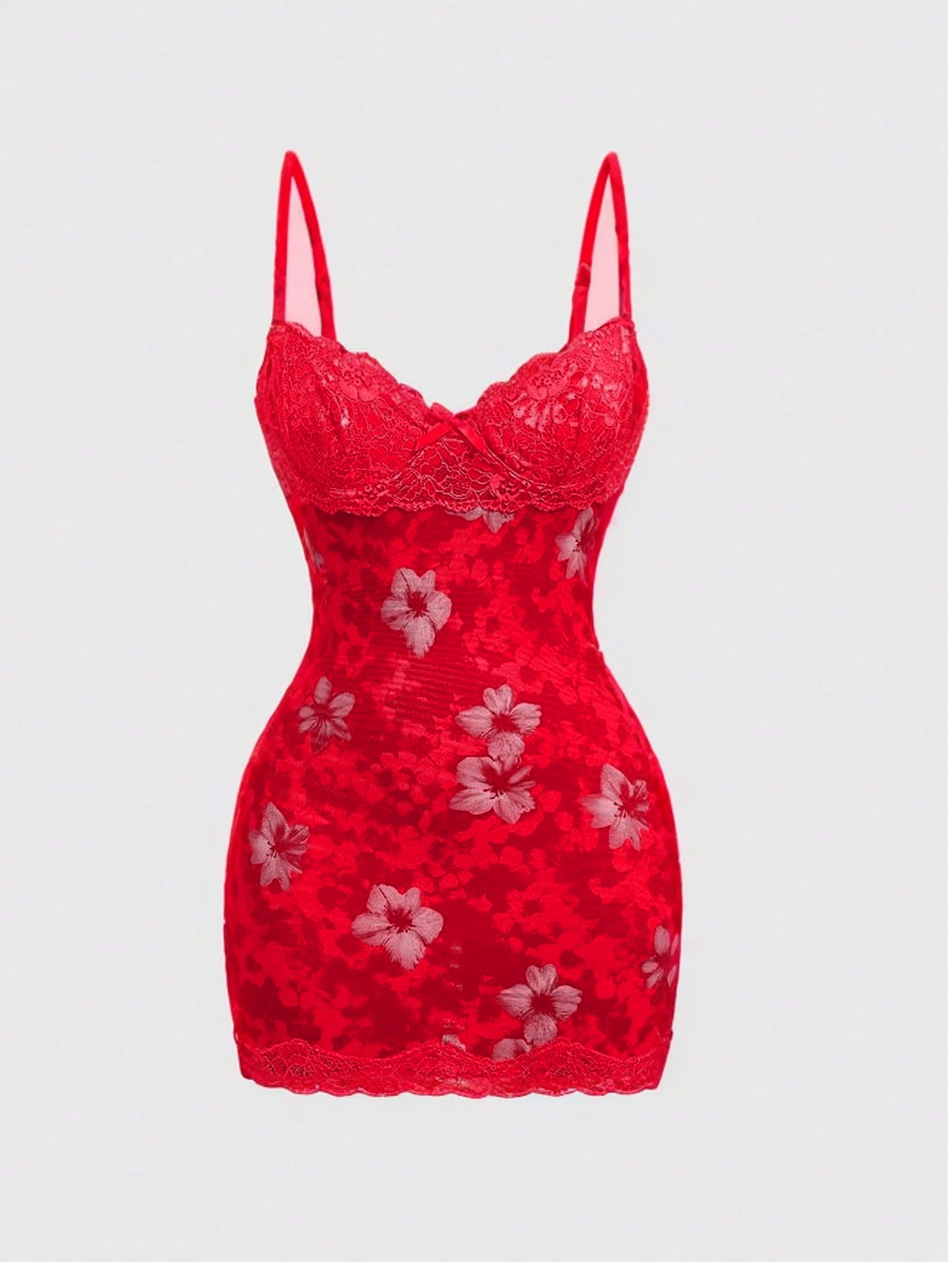Floral Lace Backless Suspender Skirt