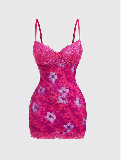 Floral Lace Backless Suspender Skirt