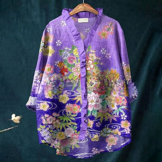 Floral Lace Collar Casual Blouse
