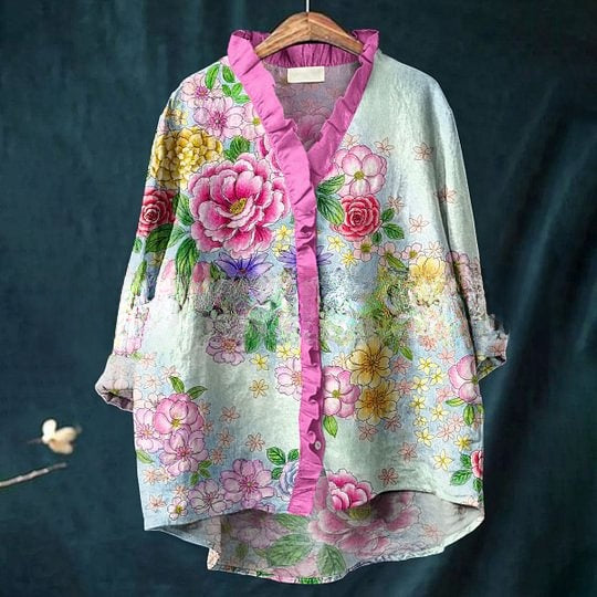 Floral Lace Collar Casual Blouse