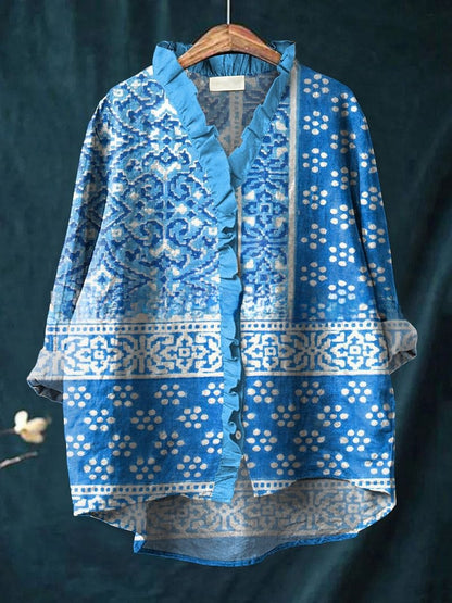 Floral Lace Collar Casual Blouse