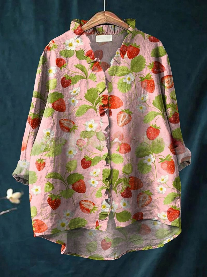 Floral Lace Collar Polyester Blouse