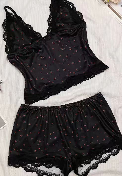 Floral Lace Suspender Pajama