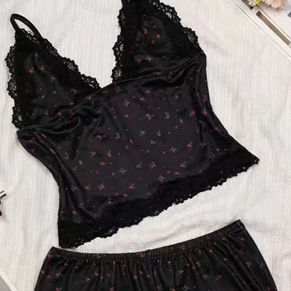 Floral Lace Suspender Pajama