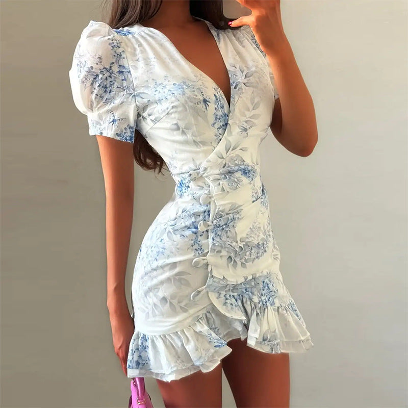 Floral Lace Trim Maxi Dress