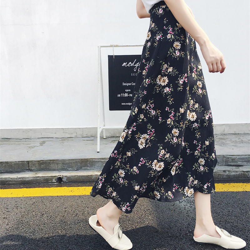 Floral Lace-Up Wrap Skirt