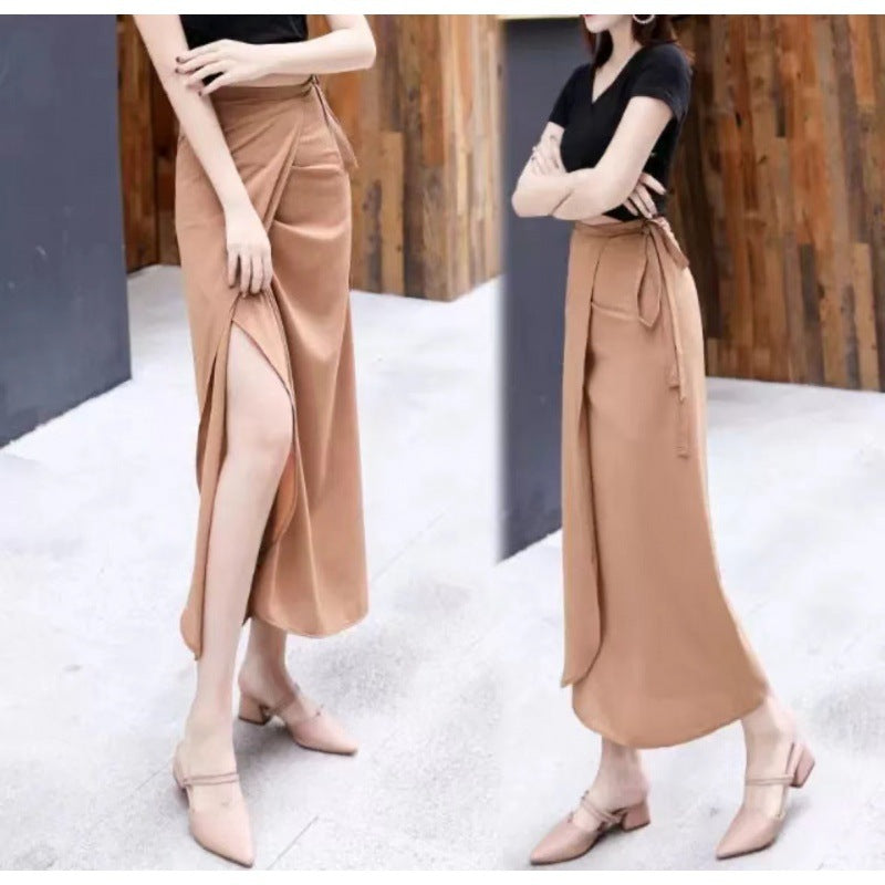Floral Lace-Up Wrap Skirt
