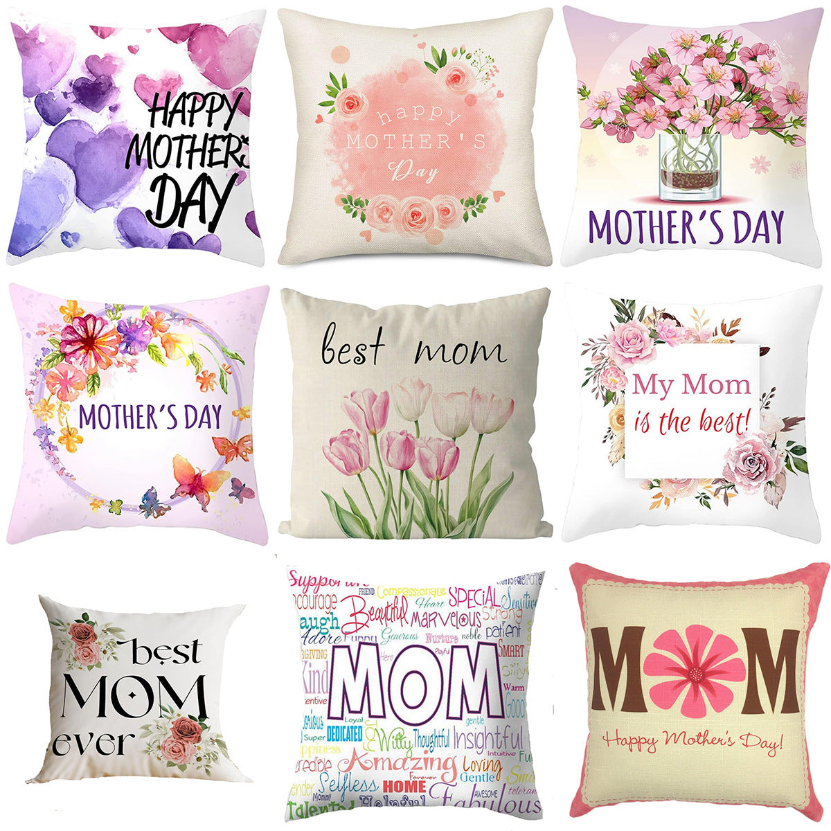 Floral Linen Pillow Cover