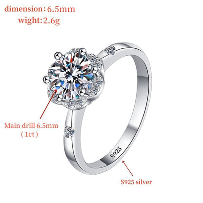 Floral Moissanite Ring 18K Gold Plated Sterling Silver