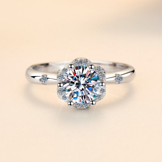 Floral Moissanite Ring 18K Gold Plated Sterling Silver