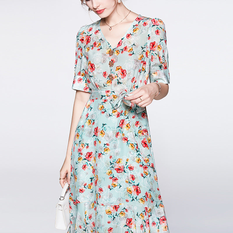 Floral Mulberry Silk Dress
