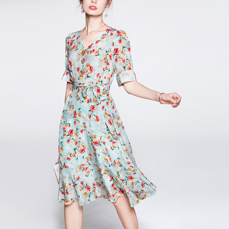 Floral Mulberry Silk Dress
