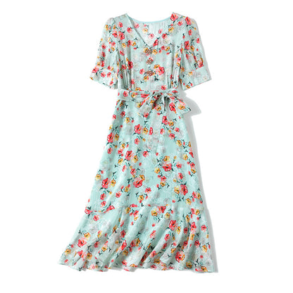 Floral Mulberry Silk Dress