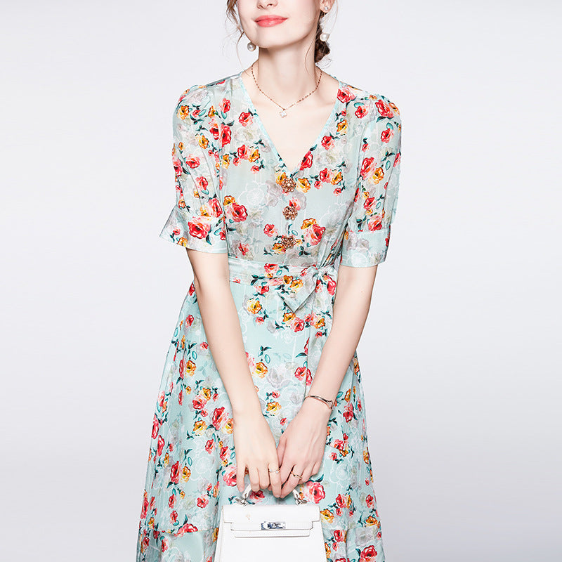 Floral Mulberry Silk Dress