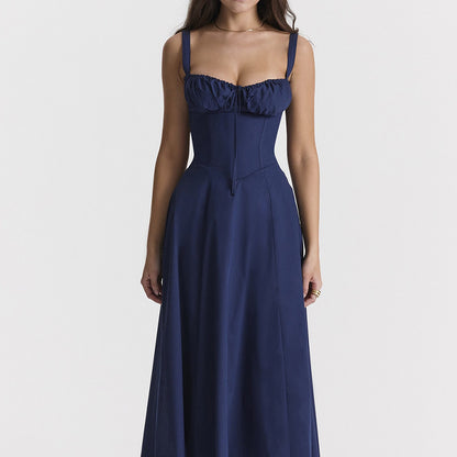 Floral Neck Slit Flared Dress