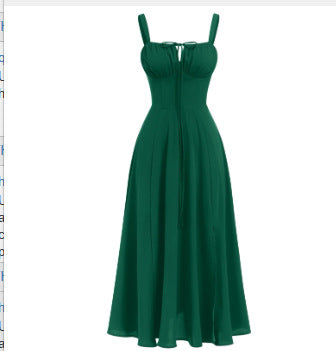 Floral Neck Slit Flared Dress