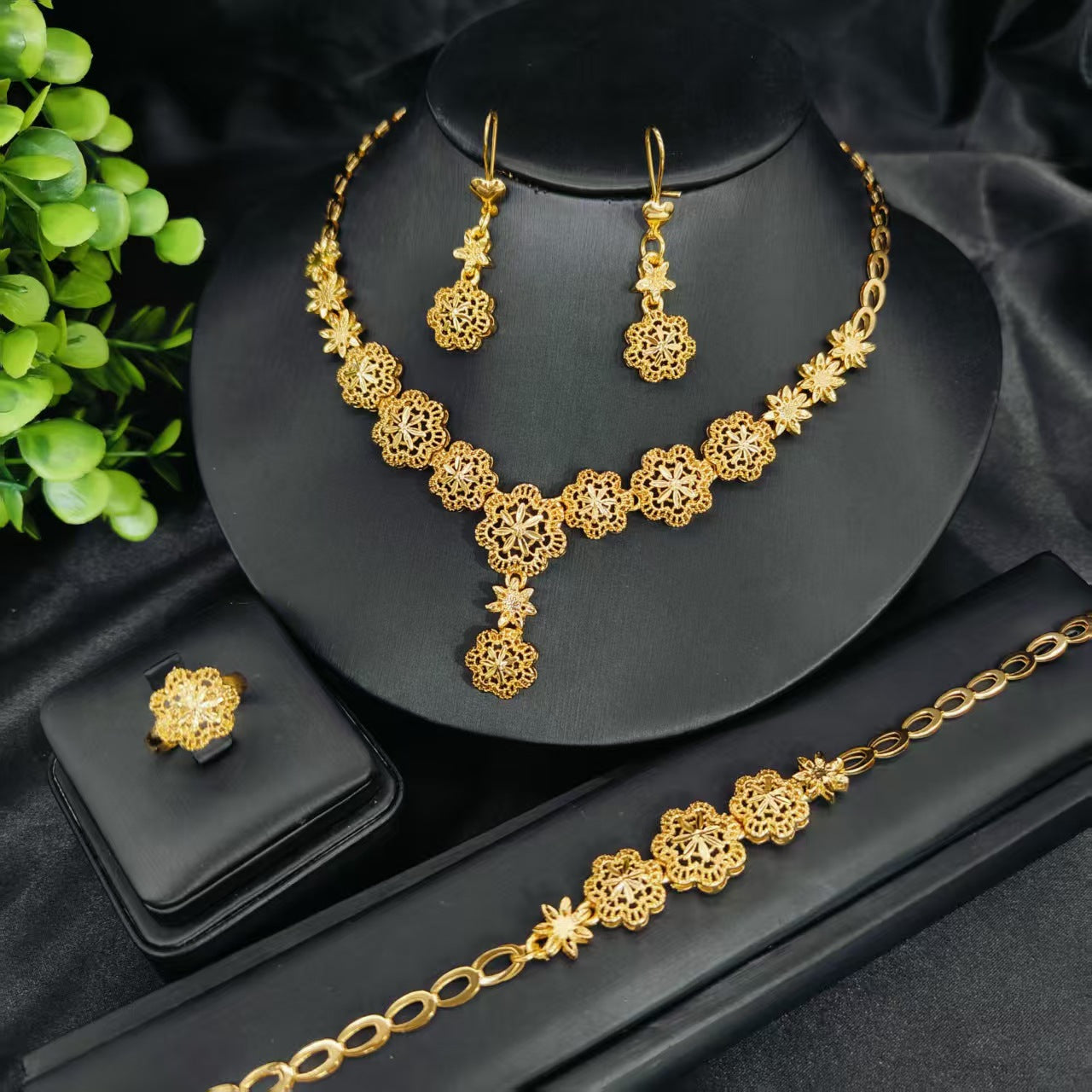 Floral Necklace and Earrings