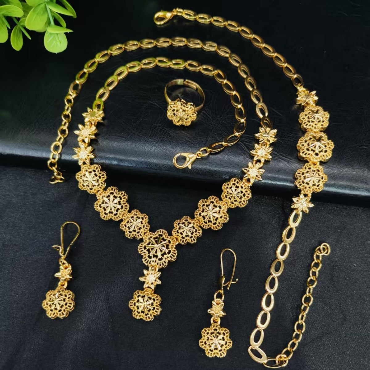 Floral Necklace and Earrings