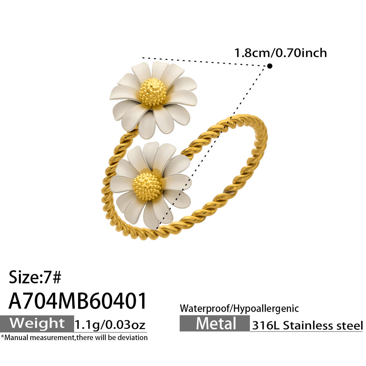 Floral Open Stainless Steel Ring