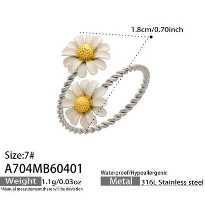 Floral Open Stainless Steel Ring