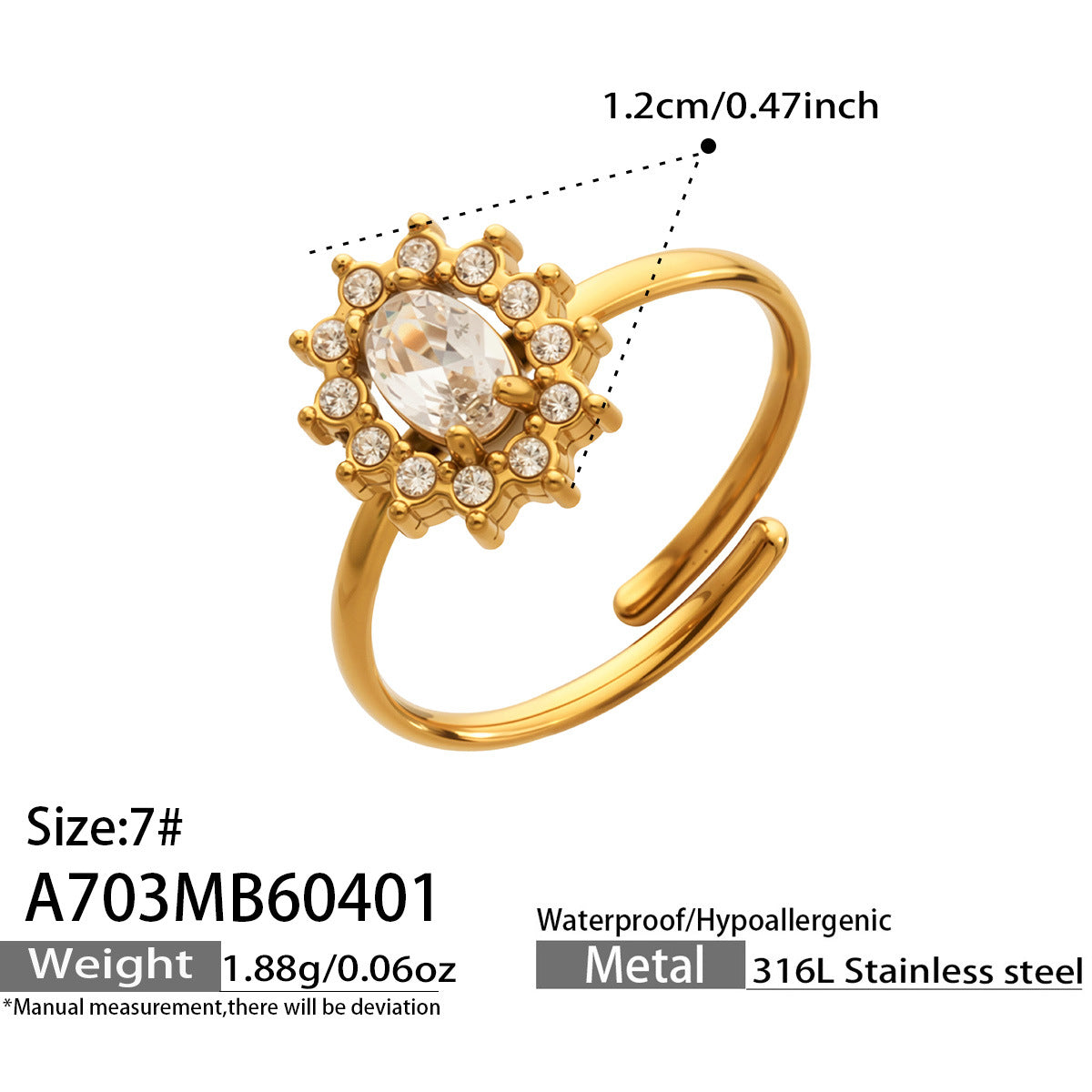 Floral Open Stainless Steel Ring