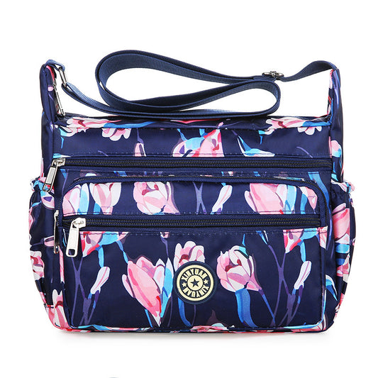 Floral Oxford Cloth Shoulder Crossbody Bag