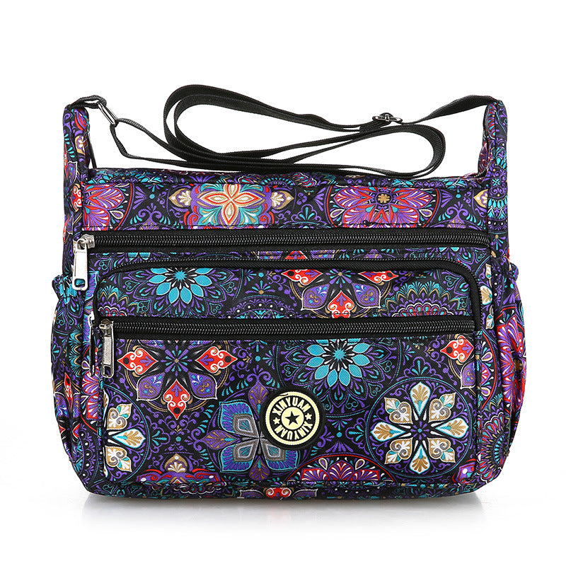 Floral Oxford Cloth Shoulder Crossbody Bag