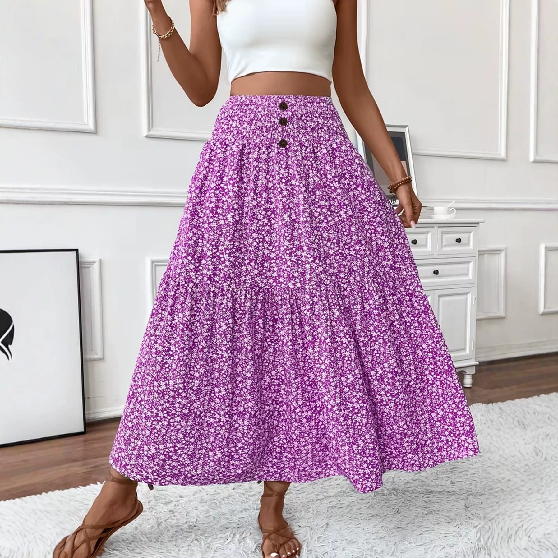 Floral Patchwork A-Line Skirt