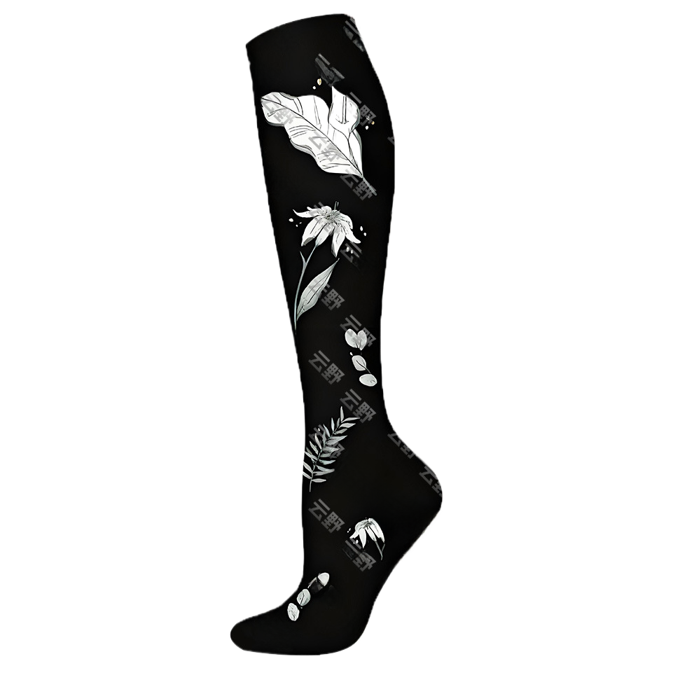 Floral Pattern Sports Compression Socks 200N Support