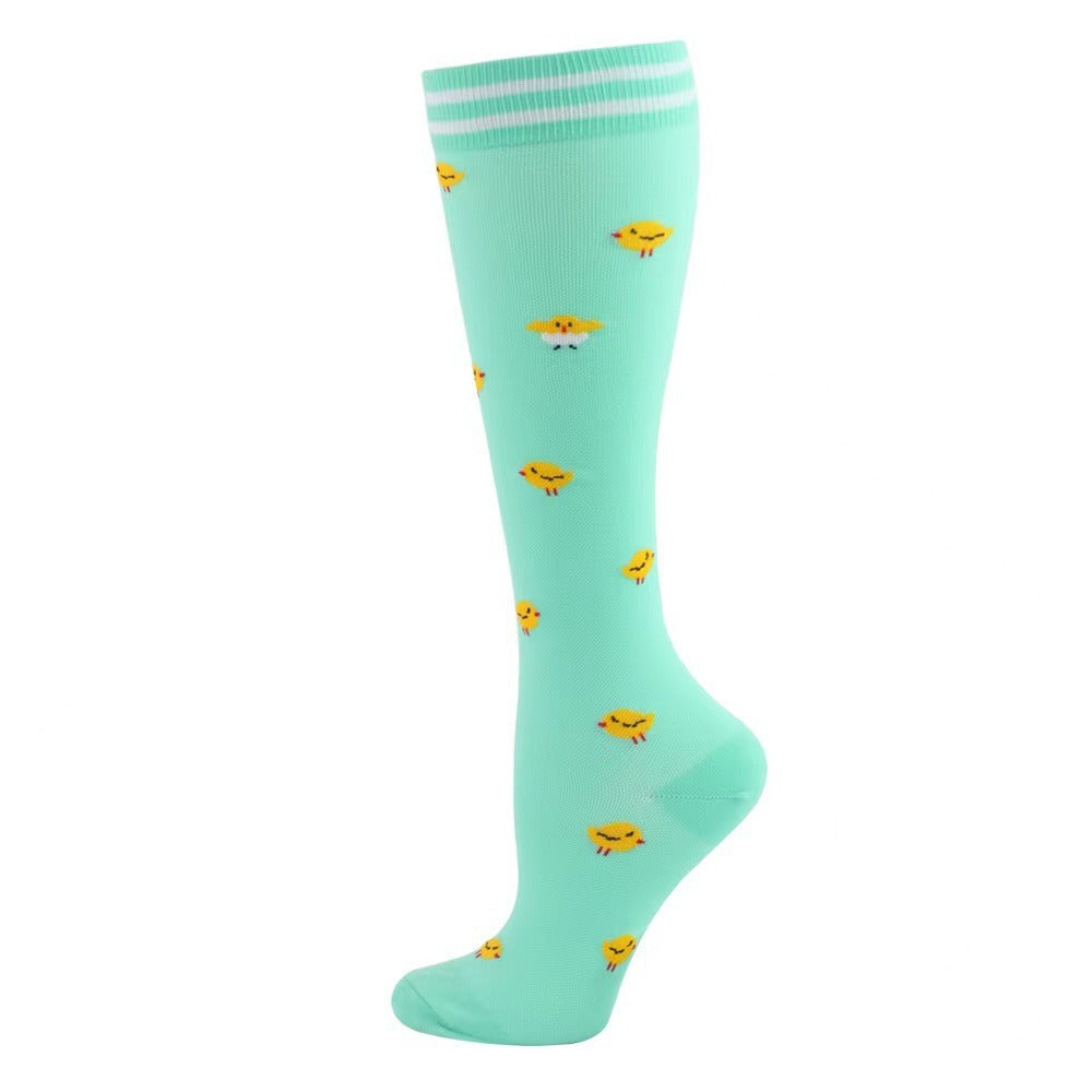 Floral Pattern Sports Compression Socks 200N Support