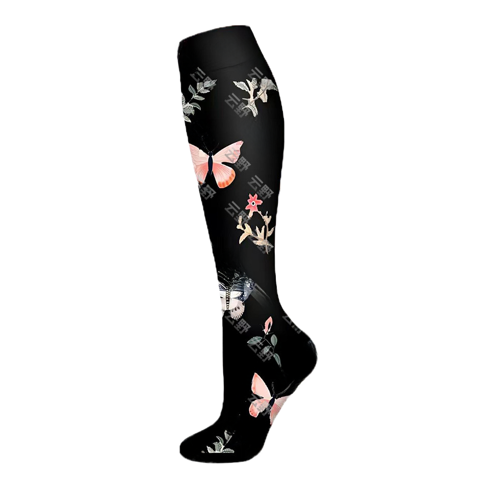 Floral Pattern Sports Compression Socks 200N Support