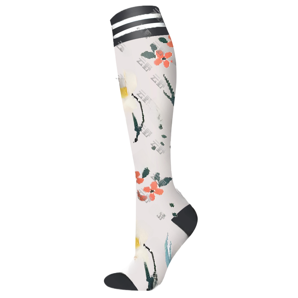 Floral Pattern Sports Compression Socks 200N Support