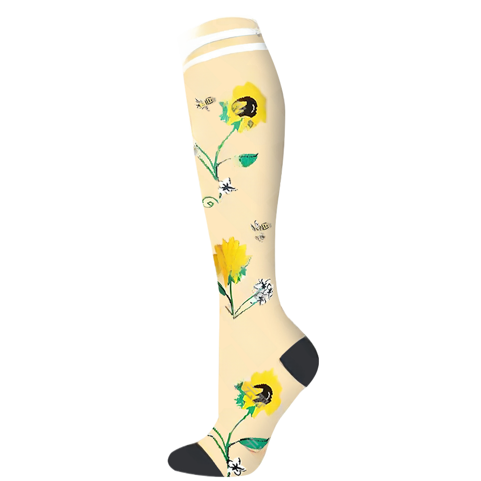 Floral Pattern Sports Compression Socks 200N Support