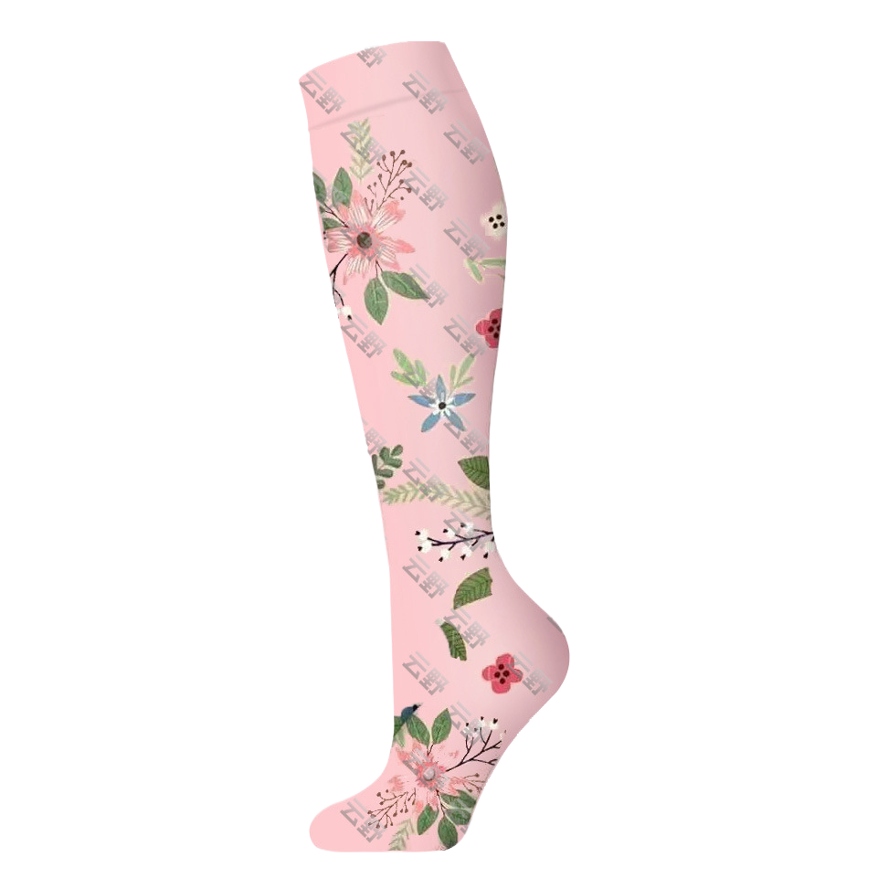 Floral Pattern Sports Compression Socks 200N Support